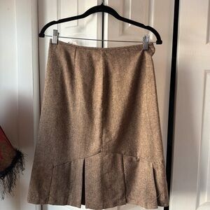 George Classic Brown Wool Blend Pleated Hem Skirt